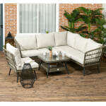 Corner Rattan Furniture Garden Lounge Sofa Chair Table Set Wicker Woven Patio