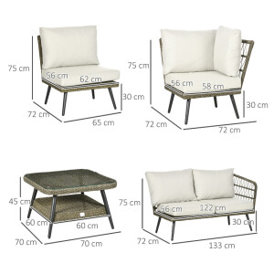 Corner Rattan Furniture Garden Lounge Sofa Chair Table Set Wicker Woven Patio - Image 7