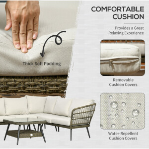 Corner Rattan Furniture Garden Lounge Sofa Chair Table Set Wicker Woven Patio - Image 4