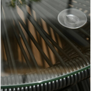 Garden Side Table Small Glass Coffee Black Metal Round Patio Wicker Furniture - Image 3