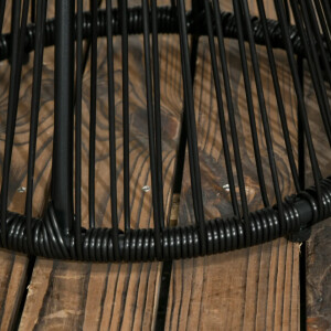 Garden Side Table Small Glass Coffee Black Metal Round Patio Wicker Furniture - Image 6