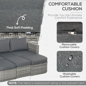 Grey Rattan Furniture Set Outdoor Patio Garden Sofa Day Bed Wicker Lounge Table - Image 4