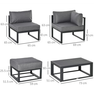 Garden Sofa Set Metal Lounge Day Bed Cushions Footstool Table Patio Furniture - Image 9