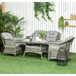 Garden Dining Set Wicker Woven Furniture Rattan Patio Sofa Chairs Lounge Table