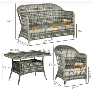 Garden Dining Set Wicker Woven Furniture Rattan Patio Sofa Chairs Lounge Table - Image 7