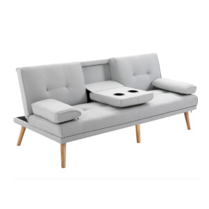 Retro Sofa Bed 3 Seater Vintage Couch Large Click Clack Settee Cup Holder Seat - Image 4