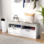 White Shoe Bench Modern Hallway Storage Shelf Drawer Cabinet Cushion Window Seat