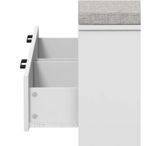 White Shoe Bench Modern Hallway Storage Shelf Drawer Cabinet Cushion Window Seat - Image 3