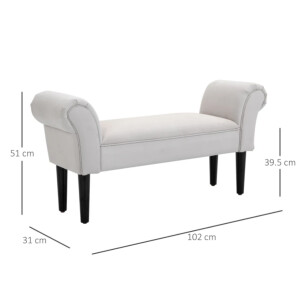 Small Chaise Lounge Bedroom End Bed Chair Upholstered Window Seat Hallway Bench - Image 3