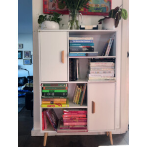 Vintage Retro Bookcase Small Wooden Side Cabinet Display Storage Shelving Unit - Image 3