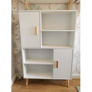 Vintage Retro Bookcase Small Wooden Side Cabinet Display Storage Shelving Unit - Image 4