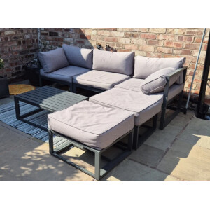 Garden Sofa Set Metal Lounge Day Bed Cushions Footstool Table Patio Furniture - Image 2