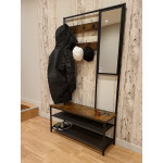 Industrial Coat Rack Rustic Shoe Storage Bench Large Vintage Tree Hook Mirror