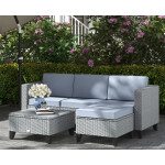 Corner Rattan Furniture Grey Garden Conservatory Set Patio Lounge Sofa Coffee Table