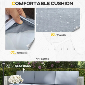 Corner Rattan Furniture Grey Garden Conservatory Set Patio Lounge Sofa Coffee Table - Image 4