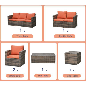 Rattan Garden Furniture Conservatory Lounge Set Sofa ChairsPatio Coffee Table - Image 6