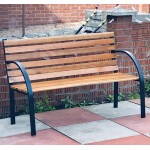 Outdoor Garden Bench Rustic Solid Wooden Seat 2 Seater Metal Patio Deck Loveseat