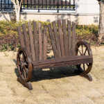 Rustic Wooden Bench Outdoor Garden Loveseat 2 Seater Park Chair Patio Deck Seat