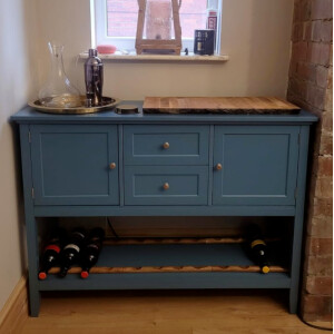 Large Storage Sideboard Blue Vintage Retro Console Table Wooden Dresser Cabinet Unit - Image 2