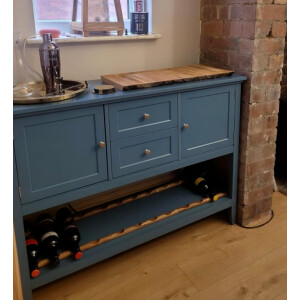 Large Storage Sideboard Blue Vintage Retro Console Table Wooden Dresser Cabinet Unit - Image 3