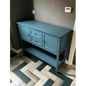 Large Storage Sideboard Blue Vintage Retro Console Table Wooden Dresser Cabinet Unit - Image 4