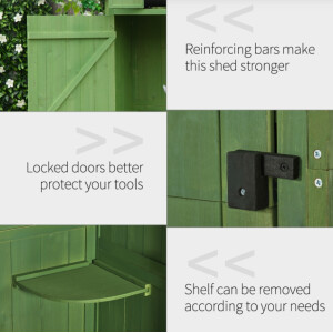 Tall Garden Shed Wooden Green Narrow Cabinet Tool Storage Box Slim Cupboard Shelter - Image 3