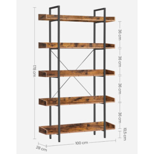 Large Industrial Bookcase Rustic Storage Unit Tall Vintage Retro Display Cabinet - Image 5
