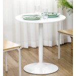 Round Dining Table Small Metal Pedestal Kitchen Modern Breakfast Space Saving