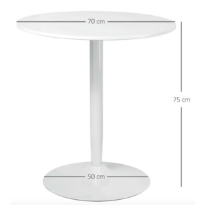 Round Dining Table Small Metal Pedestal Kitchen Modern Breakfast Space Saving - Image 4