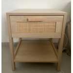 Rustic Bedside Table Storage Cabinet Unit Rattan Drawer Side End Shelf Stand