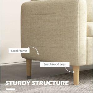 Small Love Seat 2 Seater Sofa Scandinavian Wooden Leg Retro Storage Couch Settee - Image 4
