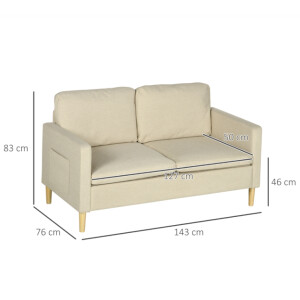 Small Love Seat 2 Seater Sofa Scandinavian Wooden Leg Retro Storage Couch Settee - Image 6
