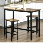 Bar Table Stools Set Rustic Tall Breakfast Space Saving Industrial Metal Dining