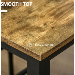 Bar Table Stools Set Rustic Tall Breakfast Space Saving Industrial Metal Dining - Image 3