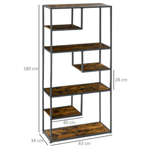 Vintage Industrial Bookcase Large Shelf Unit Tall Rustic Metal Display Cabinet - Image 3