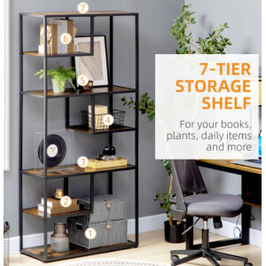 Vintage Industrial Bookcase Large Shelf Unit Tall Rustic Metal Display Cabinet - Image 4