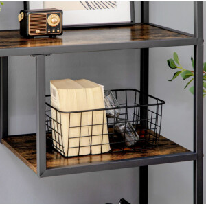Vintage Industrial Bookcase Large Shelf Unit Tall Rustic Metal Display Cabinet - Image 5