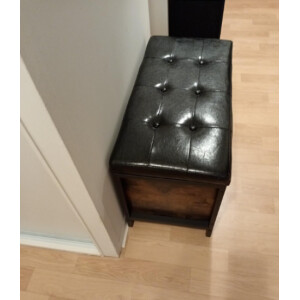 Rustic Shoe Bench Vintage Industrial Padded Storage Toy Box Hallway Window Seat - Image 5