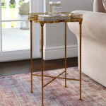 Antique French Side Table Mirrored Glass Furniture Small Vintage Tray Metal Gold