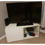 Small TV Stand White High Gloss Media Cabinet Unit Modern Glass Shelf Furniture
