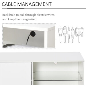 Small TV Stand White High Gloss Media Cabinet Unit Modern Glass Shelf Furniture - Image 4