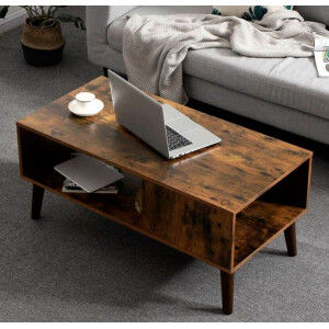 Scandinavian Coffee Table Vintage Retro Storage Furniture Side Room Wooden Legs - Image 4