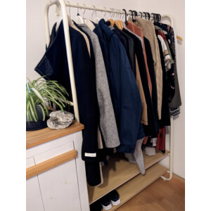 Metal Open Wardrobe Storage Rail Clothes Hanger Rustic Oak Shelf Unit Chic Stand - Image 3