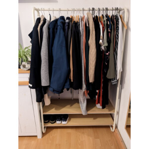Metal Open Wardrobe Storage Rail Clothes Hanger Rustic Oak Shelf Unit Chic Stand - Image 4