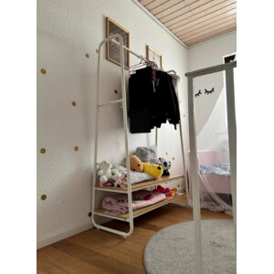 Metal Open Wardrobe Storage Rail Clothes Hanger Rustic Oak Shelf Unit Chic Stand - Image 5