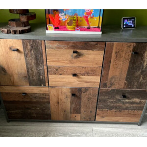 Large Storage Sideboard Vintage Industrial Cabinet Rustic Chest Drawers Cupboard - Image 4