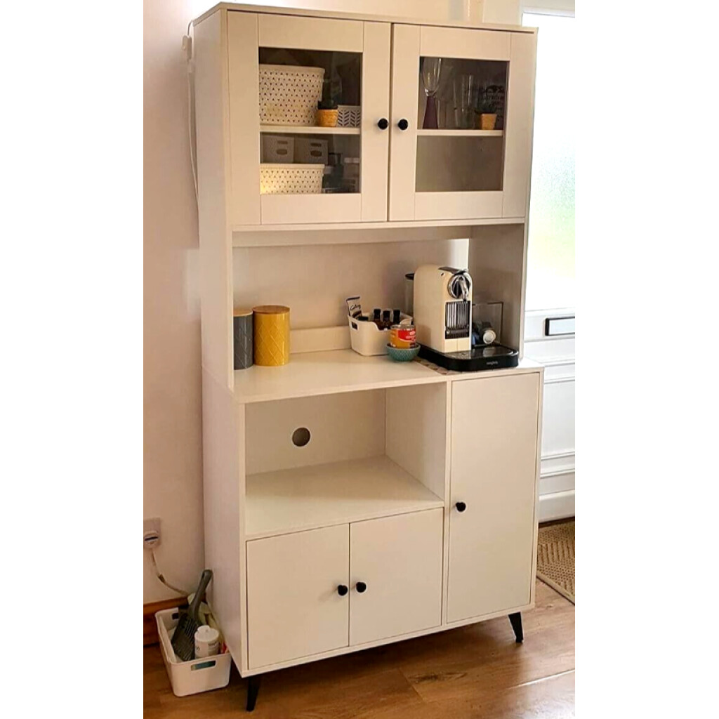 Tall Kitchen Cabinet Modern Storage Cupboard Display Dresser Pantry ...
