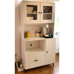 Tall Kitchen Cabinet Modern Storage Cupboard Display Dresser Pantry Larder Unit