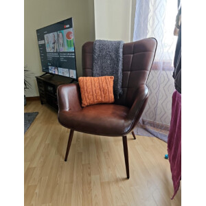 Faux Leather Armchair Vintage Industrial Style Seat Large High Back Sofa Chair - Image 4
