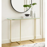 Modern Console Table Half Moon Gold Hallway Glass Side End Furniture Metal Dressing